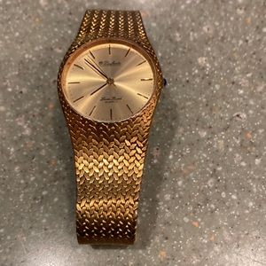 Dufonte by Lucian Picard gold tone watch men’s with built in watchband